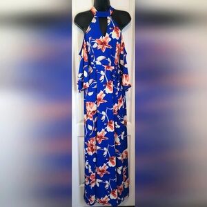 Flying Tomato floral maxi cold shoulder dress Size Small EUC